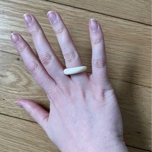 Vintage White Resin Plastic Statement Ring
